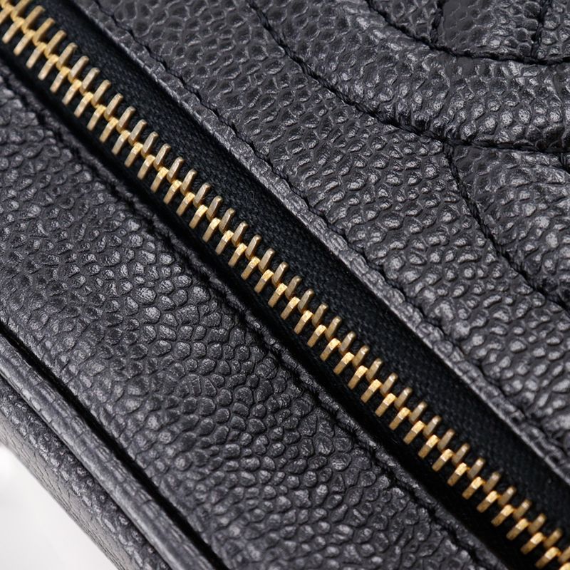 Chanel Vanity Coco Mark A01998 Caviar Skin Black Ladies Pouch