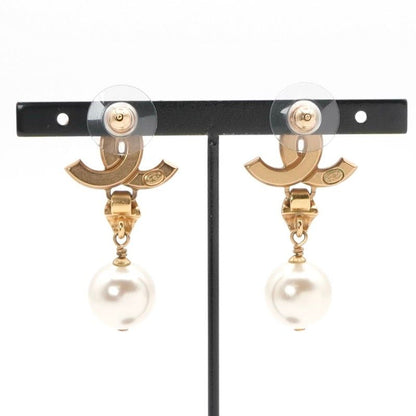 Chanel Earrings Earring Gold Coco Mark Rhinestone