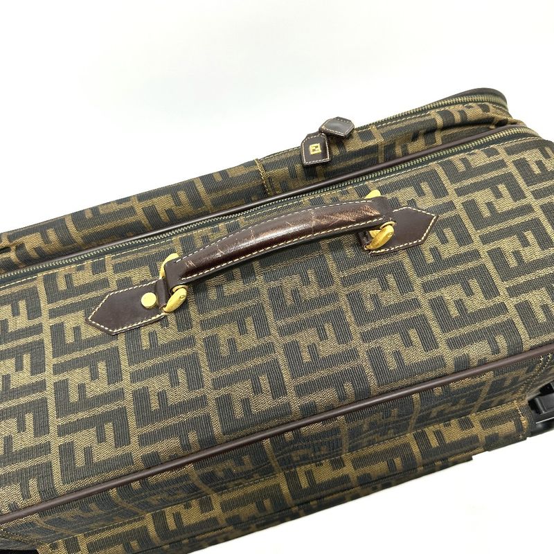 Fendi Carry-on Luggage Bag Zucca Pattern Canvas Brown Travel Bag Suitcase