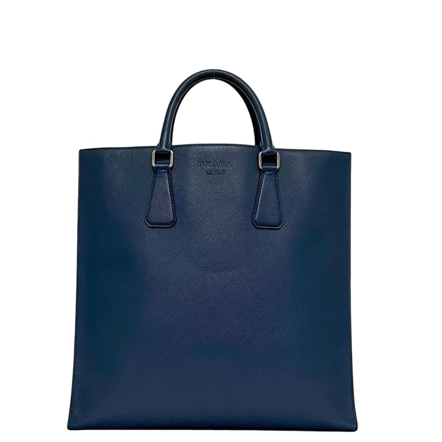 Prada Tote Bag Blue Saffiano Leather 180 Document Business