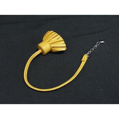 Hermes Carmenchita Leather Silver Tassel Key Holder Charm Yellow — view 2