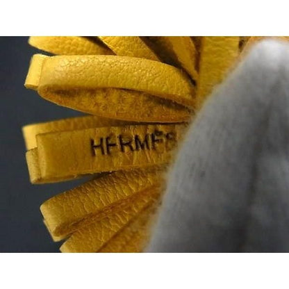 Hermes Carmenchita Leather Silver Tassel Key Holder Charm Yellow — view 3