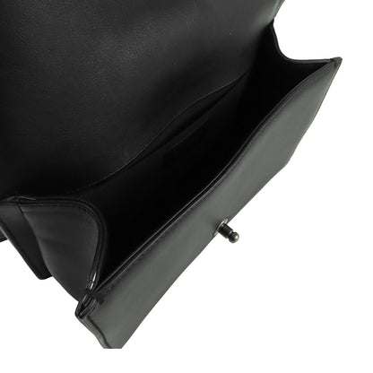 Chanel Boy Black Silver Lambskin Stitch Chain Shoulder Bag — view 4