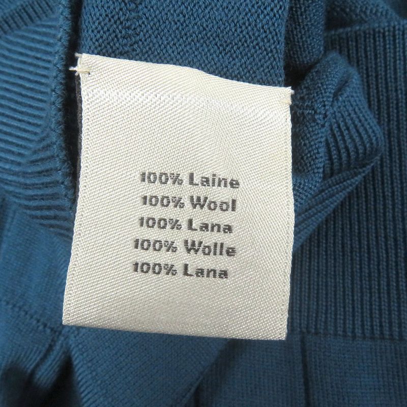 Hermes Wool Window Pen Crew Neck Light Hand Long Sleeve Knit Sweater Blue S