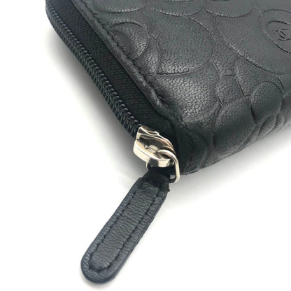 Chanel CC Logo Camellia Lambskin Zip Around Wallet Black — view 7