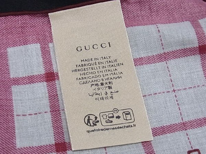 Gucci Horsebit 100% Cotton Scarf Handkerchief Women White And Pink Ar5806