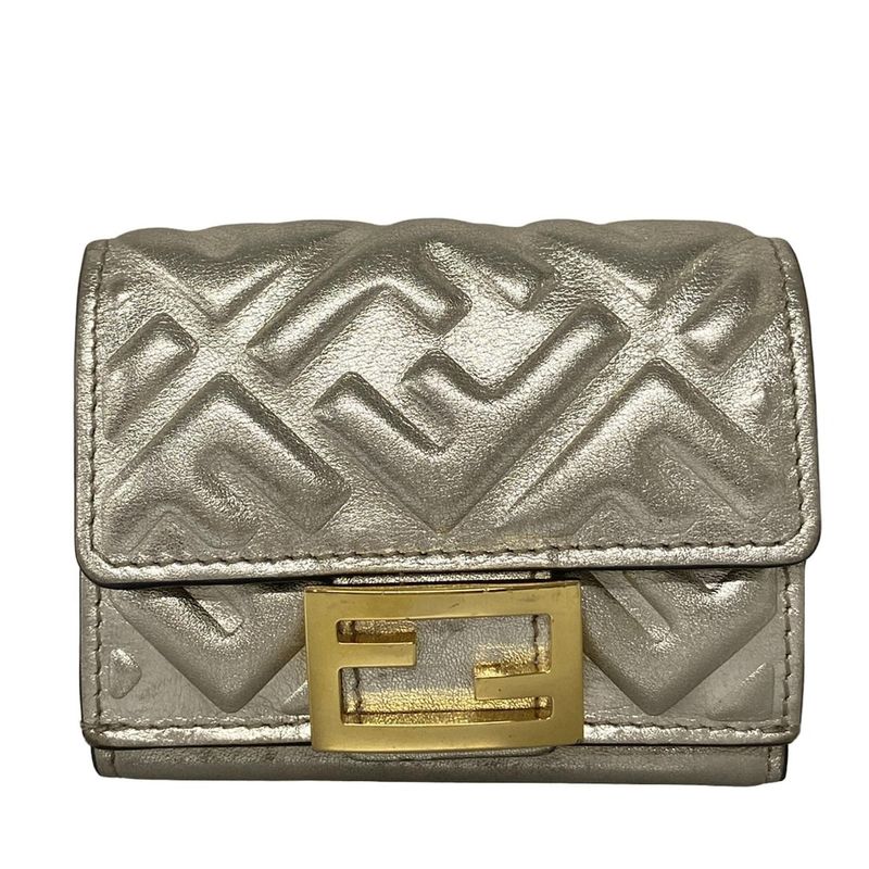 Fendi Trifold Wallet Micro Trifold Wallet 8m0395 Gold Leather