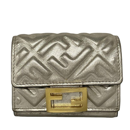 Fendi Trifold Wallet Micro Trifold Wallet 8m0395 Gold Leather