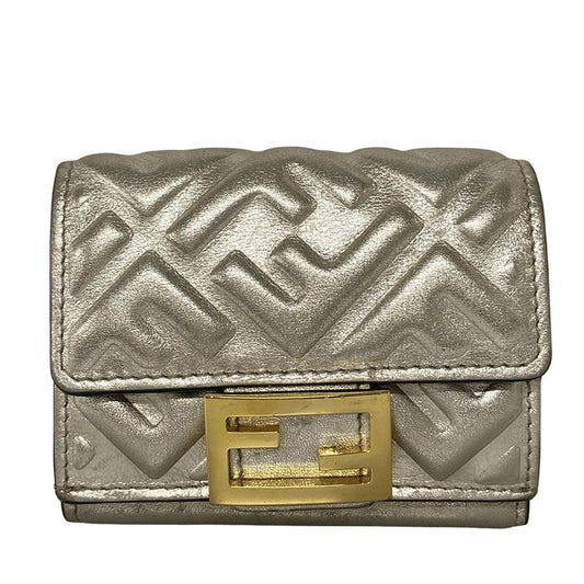 Fendi Trifold Wallet Micro Trifold Wallet 8m0395 Gold Leather