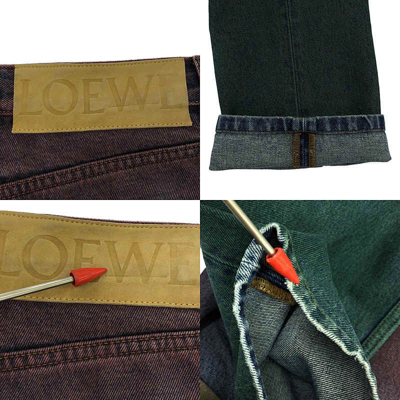 Loewe × Paula's Ibiza Paula's Ibiza Damaged Leather Patch Gradation Denim Pants