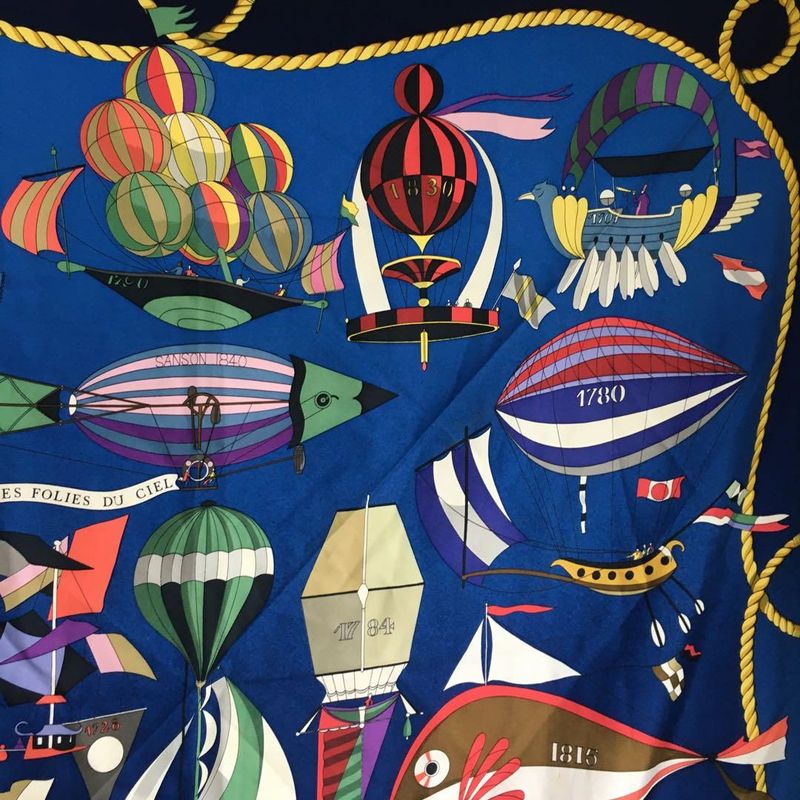 Hermes Carre Scarf Silk Sky Madness Balloon Shawl
