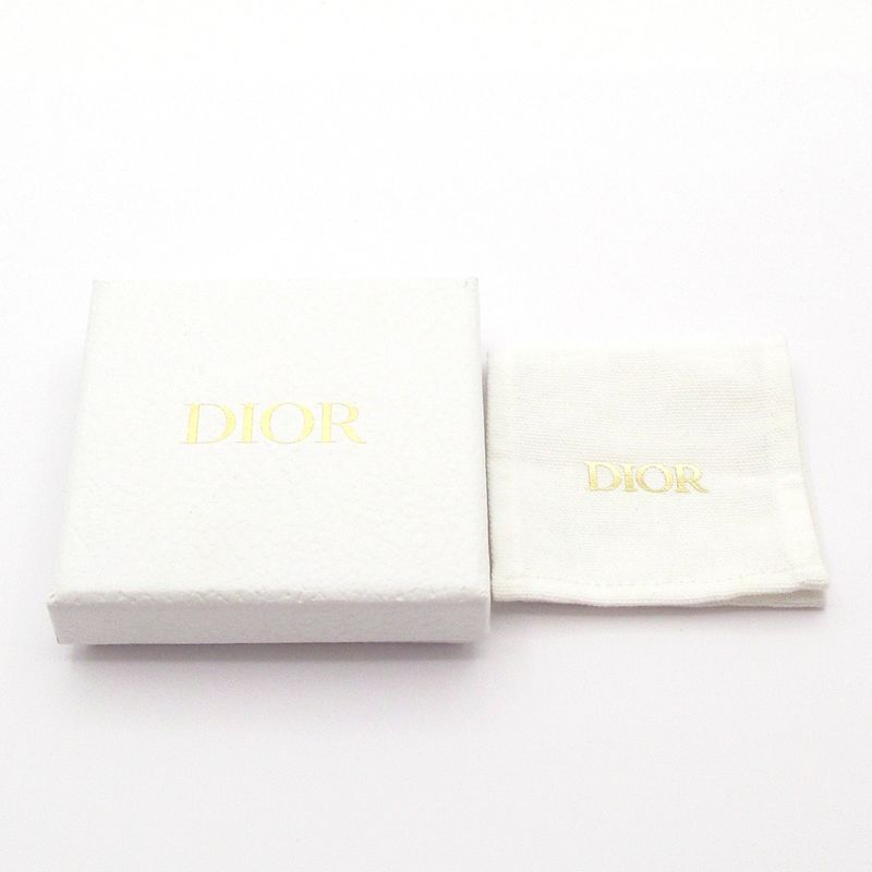 Dior/christian Dior Earrings Petite CD Logo Earrings Gold And White CD Motif