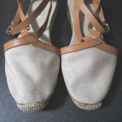 Good Hermes Ankle Strap Espadrille Flat Sandals Size 35 Equivalent to 22cm