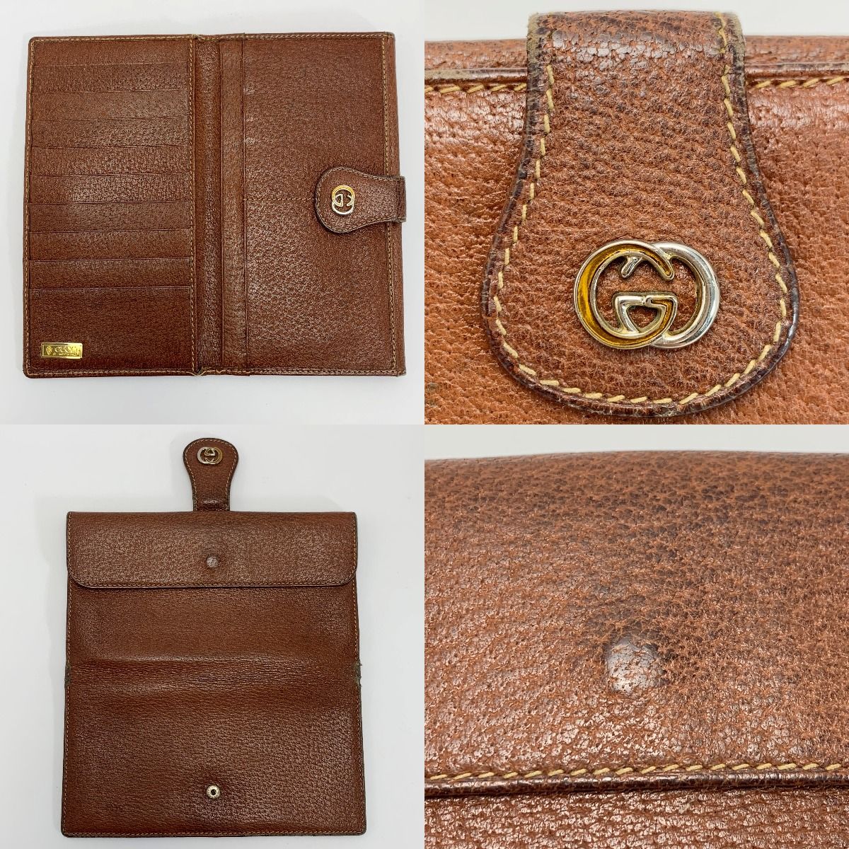 Gucci Interlocking G Pig Leather 035･381･0294 Brown Long Wallet Ladies