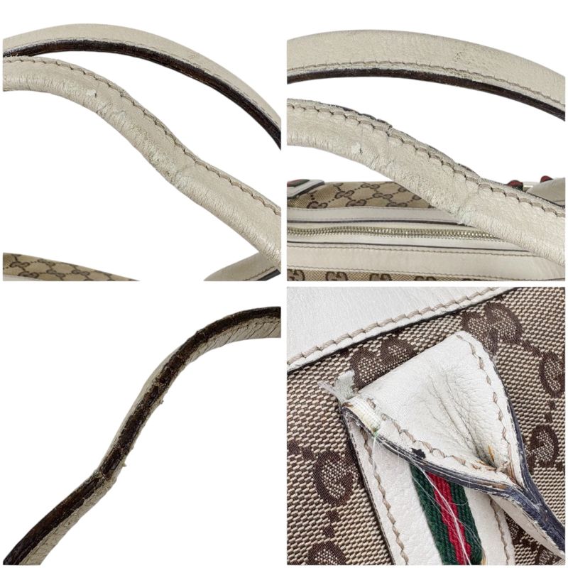 Gucci Tote Bag Sherry Line GG Canvas Brown White
