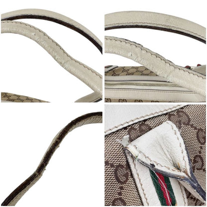 Gucci Tote Bag Sherry Line GG Canvas Brown White