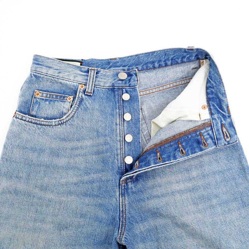 Gucci Denim Pants Pomme Apple 22 Size Blue 502802 Pants Ladies Women's