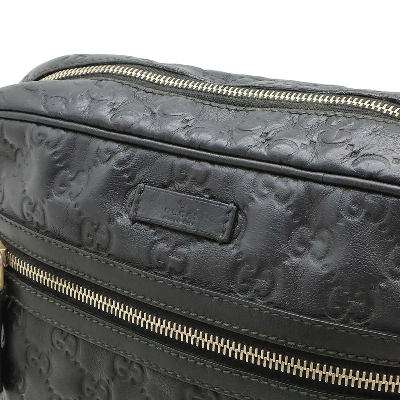 Guccissima Shoulder Bag Crossbody Leather Black Gold Hardware 201448