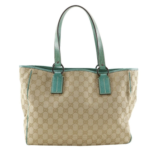 Gucci GG Canvas Beige Green Tote