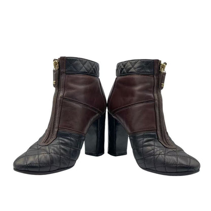 Chanel Short Boots Quilted Black Brown Leather 37 — view 4