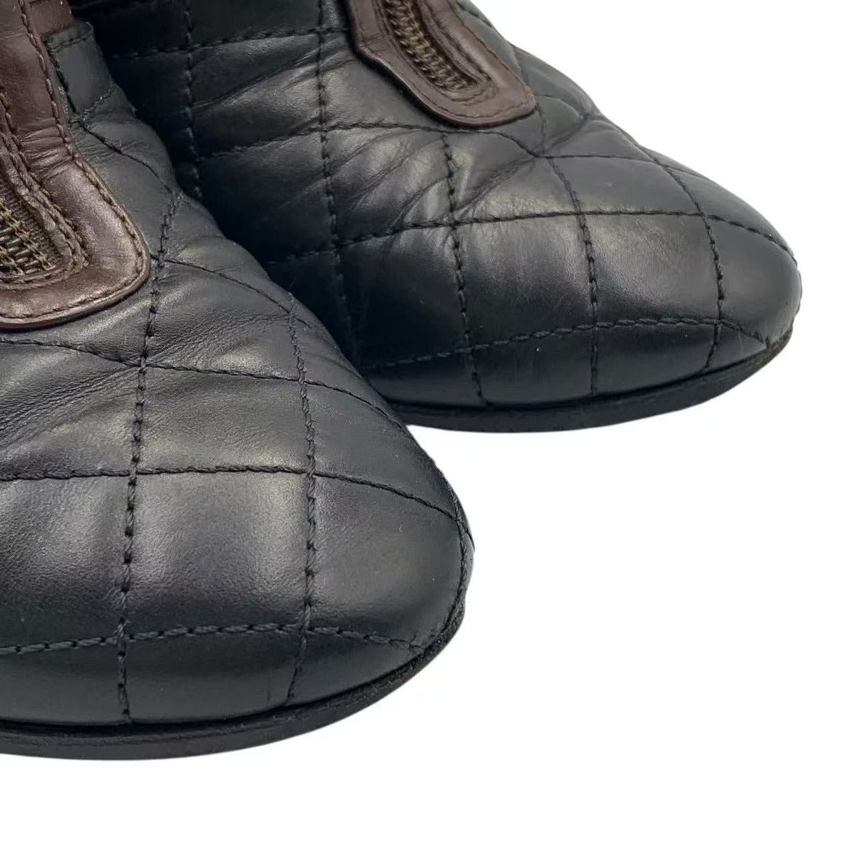 Chanel Short Boots Quilted Black Brown Leather 37 — view 5