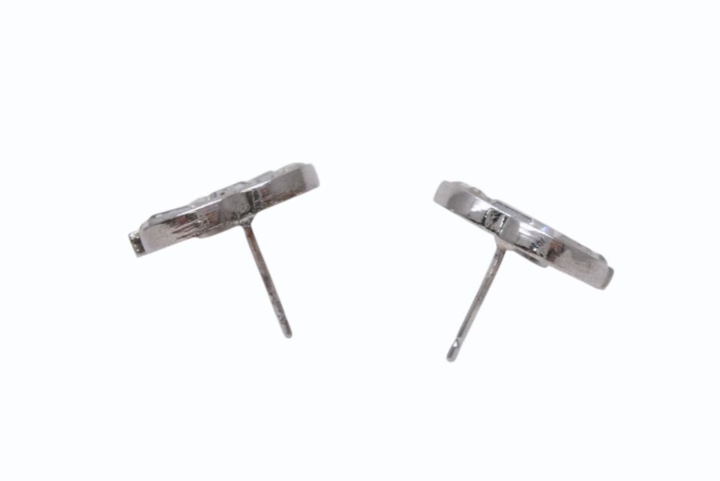 Chanel CC Logo Earrings Rhinestone Silver Color 01 — view 6