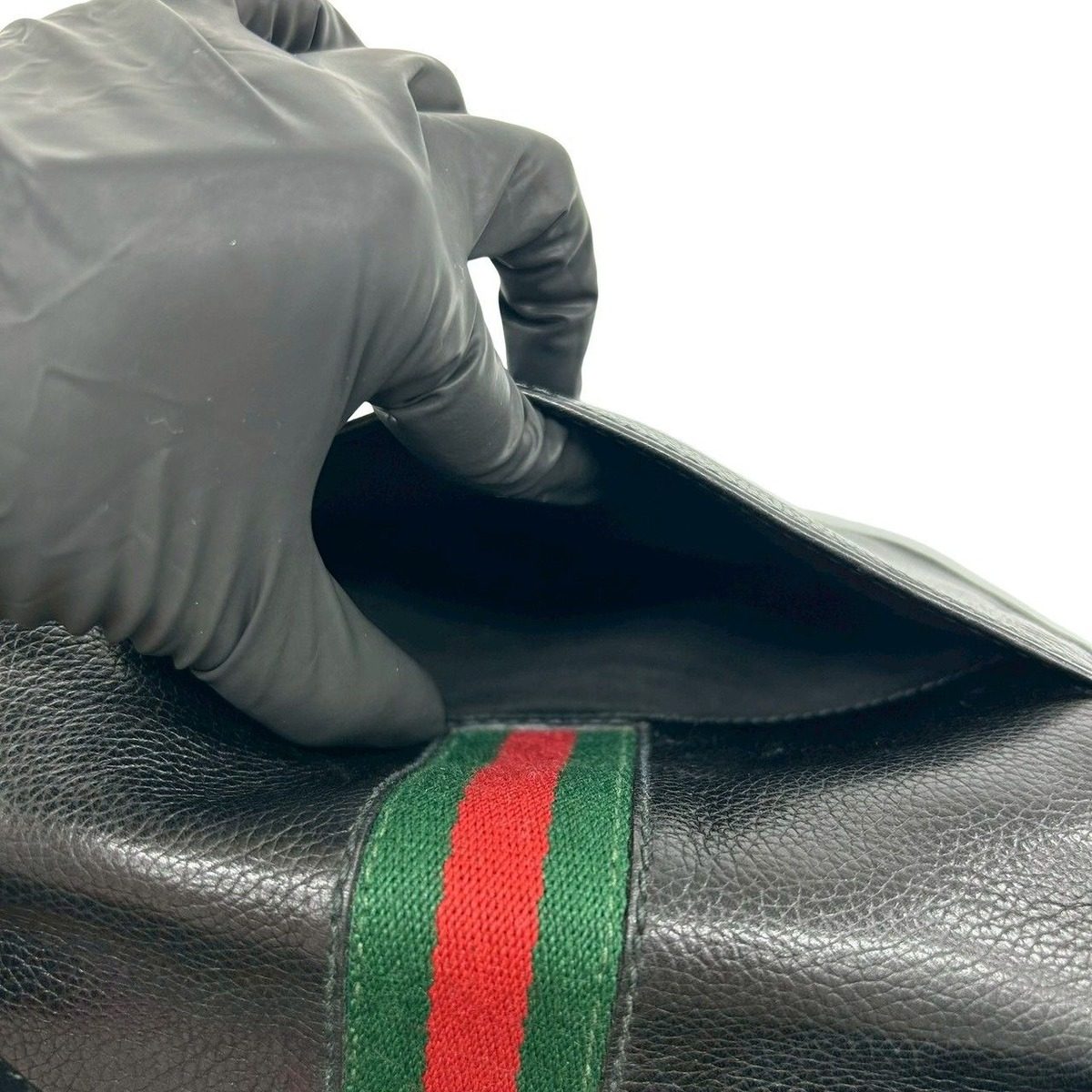 Gucci Vintage Sherry Line GG Logo Leather Shoulder Bag Pochette Black — view 10