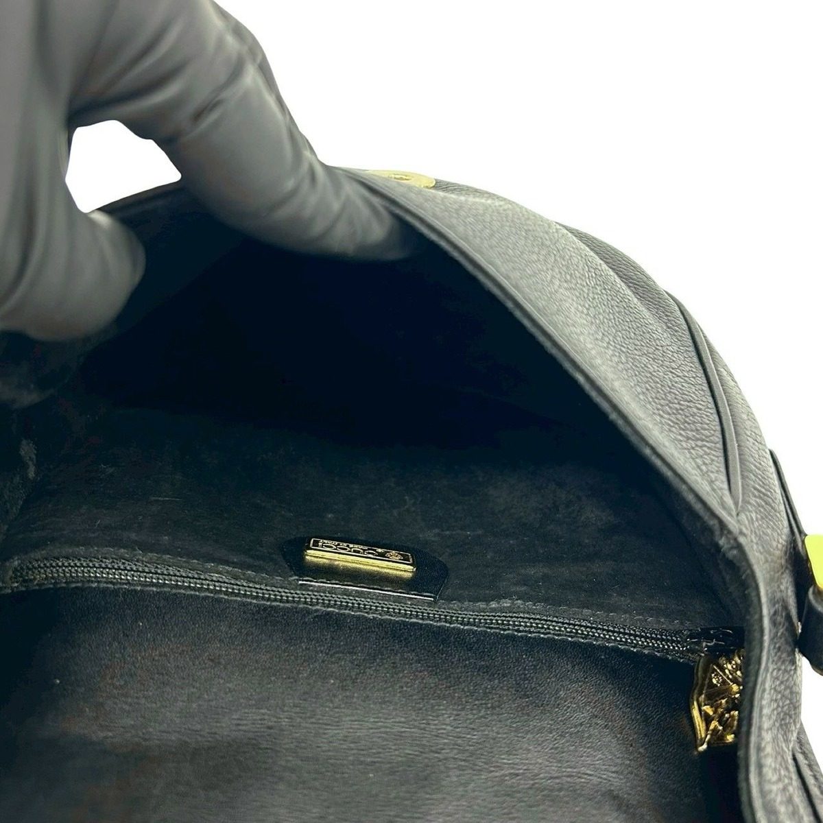 Gucci Vintage Sherry Line GG Logo Leather Shoulder Bag Pochette Black — view 9