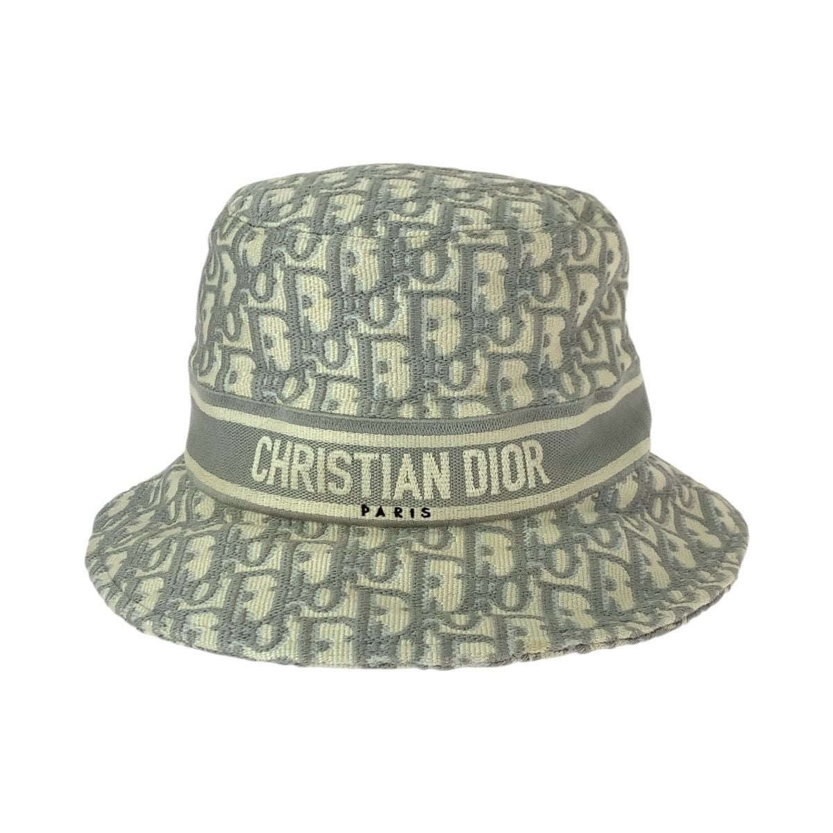 Dior Vintage Trotter Oblique White Cotton Hat Bucket