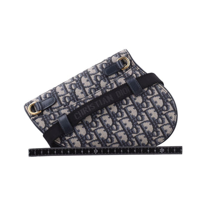 Dior Saddle Navy Gray Jacquard Leather Handbag — view 2
