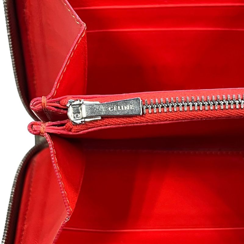 2853 Celine Large Zipped Wallet Long Zipper Beige Preowned W-Tn-3106