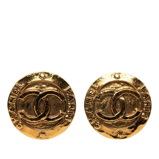Chanel Vintage CC Logo Gold Plated Earrings