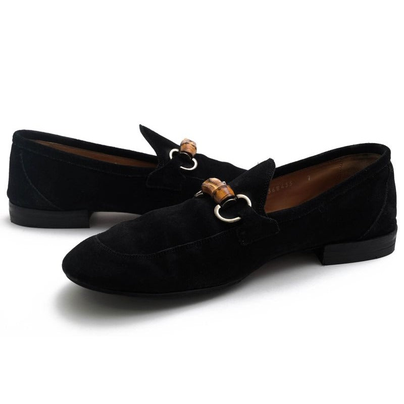 Gucci Bit Loafer Shoes Men Suede Leather Black Bamboo — view 3