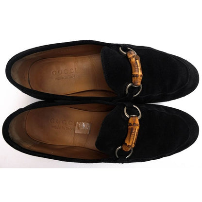 Gucci Bit Loafer Shoes Men Suede Leather Black Bamboo — view 5