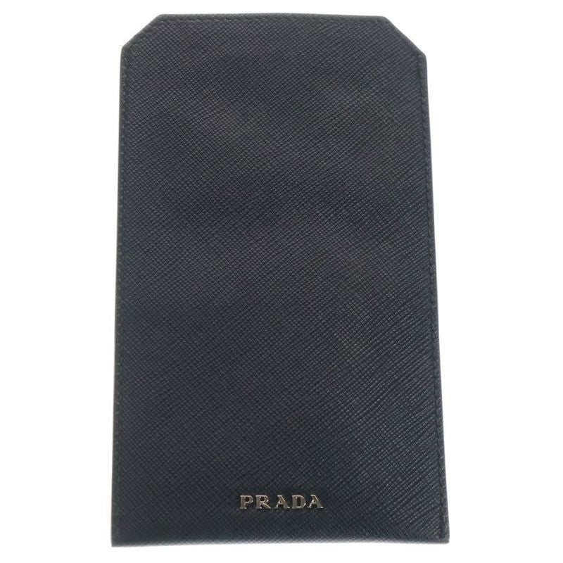 Prada Sapphire Leather Travel Case Card Black 2 Zh004