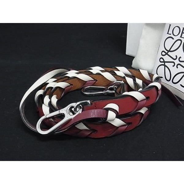 Loewe Shin Braided Leather Bag Shoulder Strap Crossbody Red