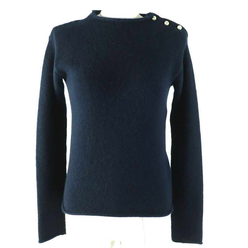 Christian DIOR 354s74am082 100% Cashmere CD Logo Faux Pearl Long Sleeve Knit