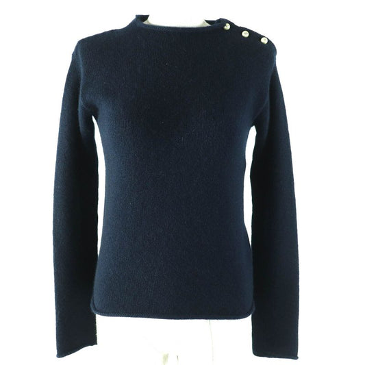 Christian DIOR 354s74am082 100% Cashmere CD Logo Faux Pearl Long Sleeve Knit