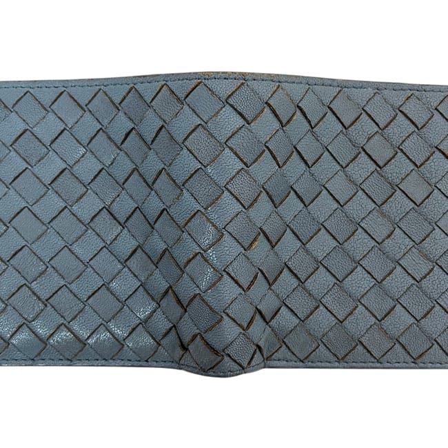 Bottega Veneta Fold Wallet Blue Intrecciato Fold Wallet Leather