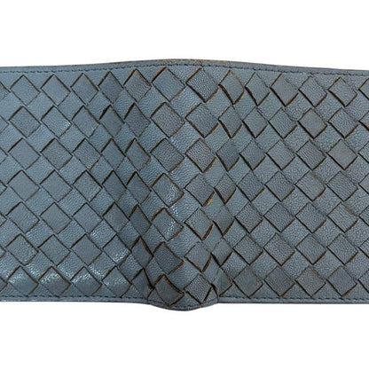 Bottega Veneta Fold Wallet Blue Intrecciato Fold Wallet Leather