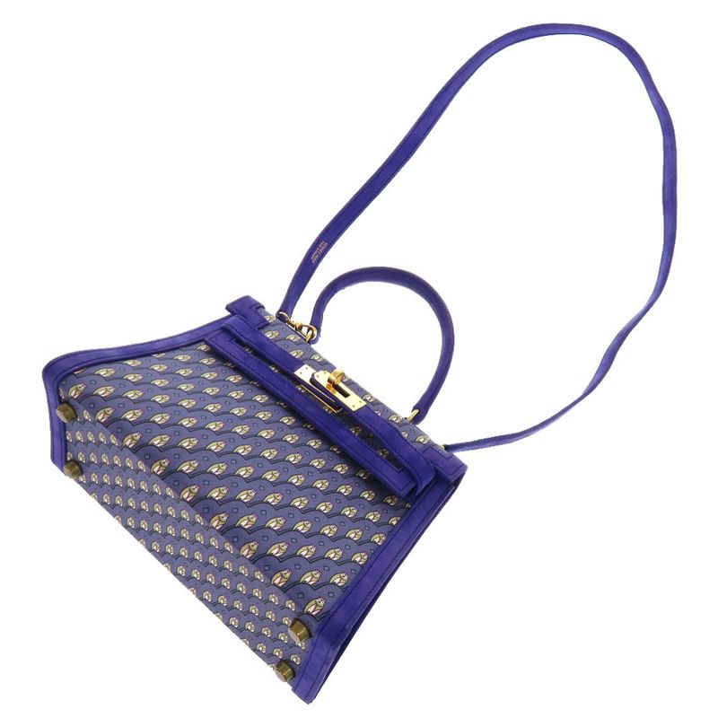 Hermes Kelly 20 Owl Outer Stitch Dobris Silk Blue Gold Hardware 00T Engraved