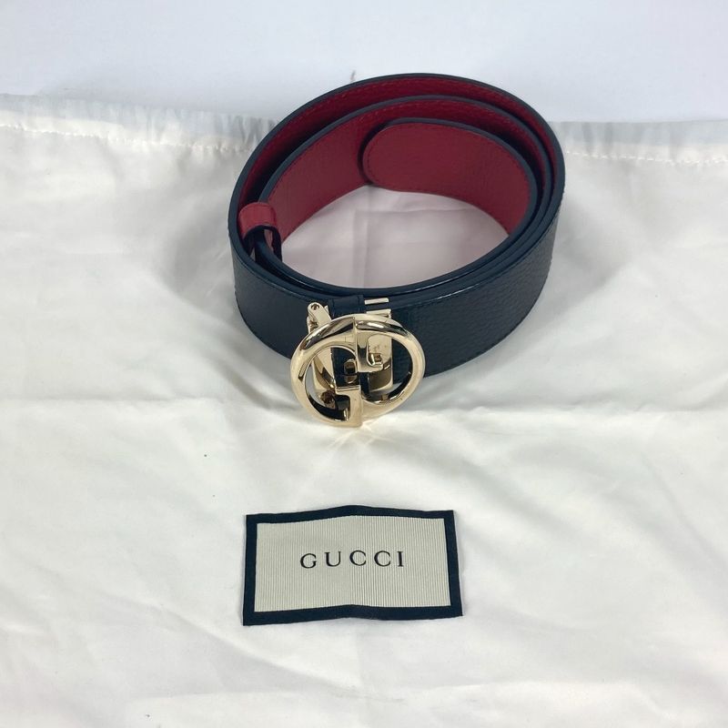 Gucci Belt Double G Logo Buckle 450000 Leather Red