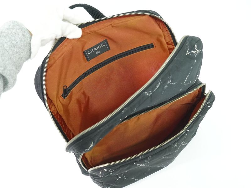 Authentic Chanel Logo Pattern Chain Shoulder Bag Tote Bag Canvas Beige Bag