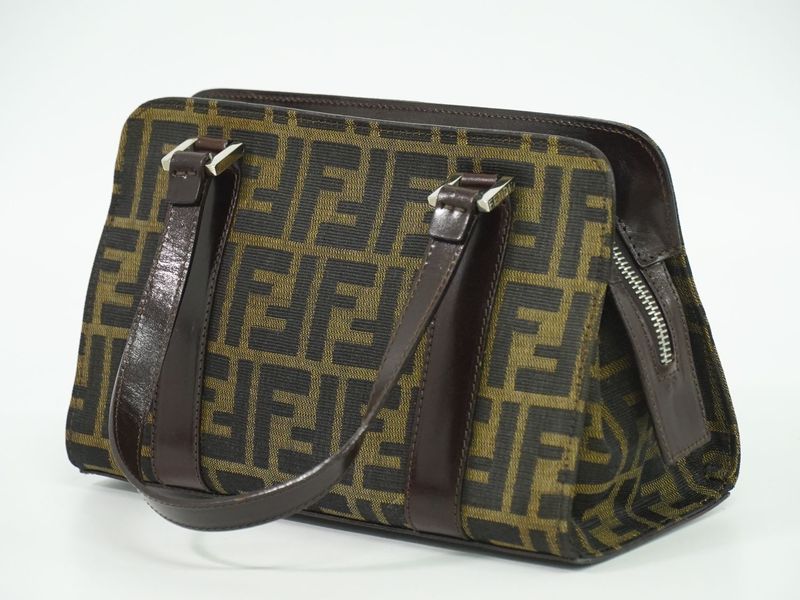 Authentic Fendi Zucca Handbag Canvas Brown Zucca Bag Pre-owned [follow-up