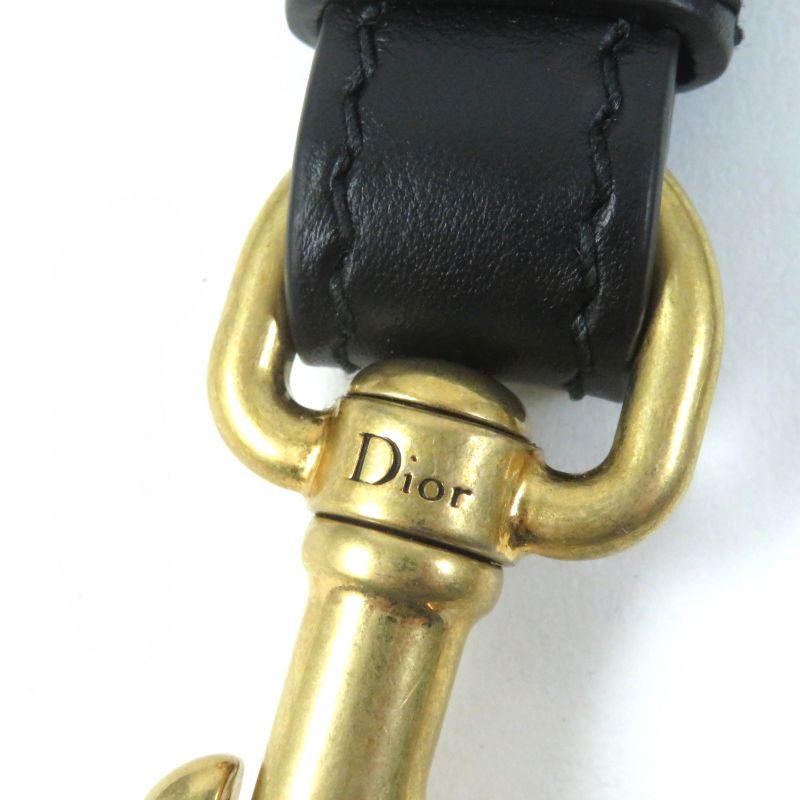 Christian DIOR Canvas Leather Logo Shoulder Strap Multicolor Goldhardware With