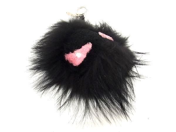 Fendi Bag Bugs Monster Fur Bag Charm Key Holder Black Ar4982