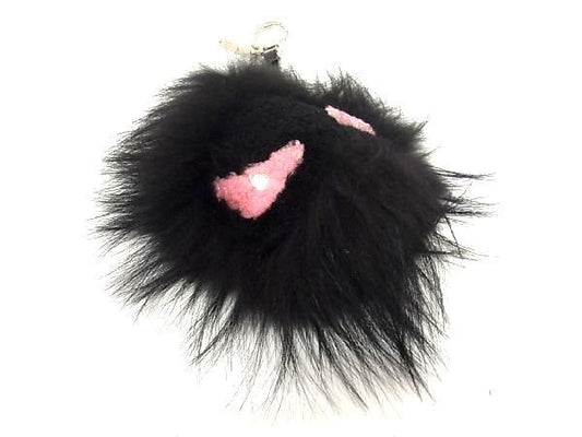 Fendi Bag Bugs Monster Fur Bag Charm Key Holder Black Ar4982