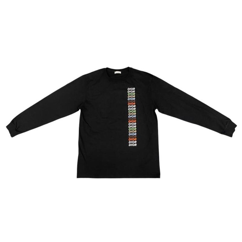 Christian Dior Long Sleeve T-Shirt Multi Logo Print 413j642a0817 Size S Cotton