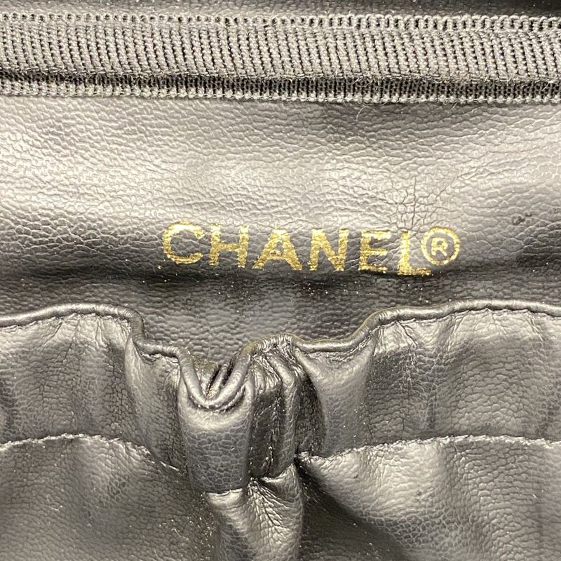 Chanel Vanity Bag Caviar Skin Black Gold Hardware Women