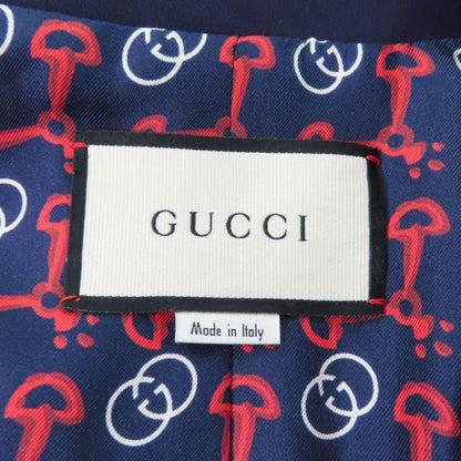 Gucci 610946 Interlocking G-pin Charm Lined Logo Pattern Tailored Jacket Navy